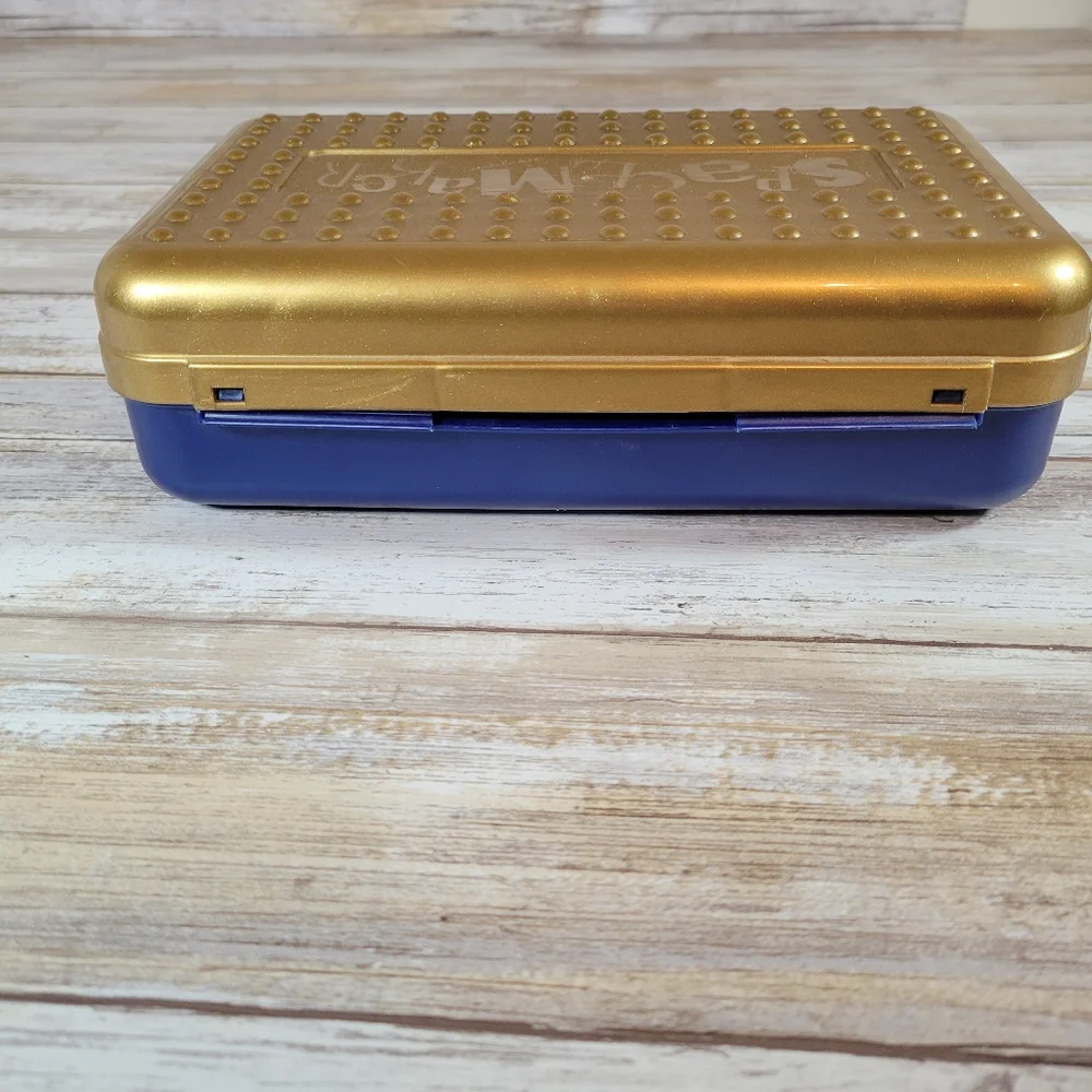 Spacemaker Pencil Box Blue & Gold Made In USA